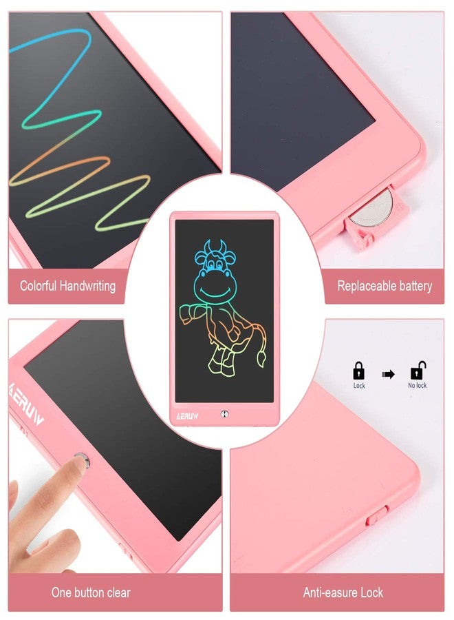 ERUW LCD Writing Tablet Colorful 10 Inch Electronic Graphics Doodle Board eWriter Drawing Pad with Memory Lock Gift for Kids & Adults Home School Office Handwriting Tablet (Pink) - Image 3